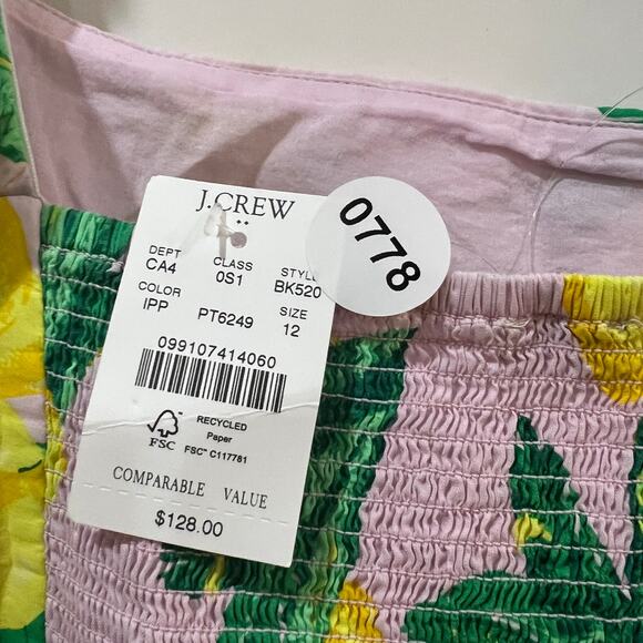 J. Crew Factory Square Neck Midi Dress Lemon Print Size 12 - Picture 11 of 11